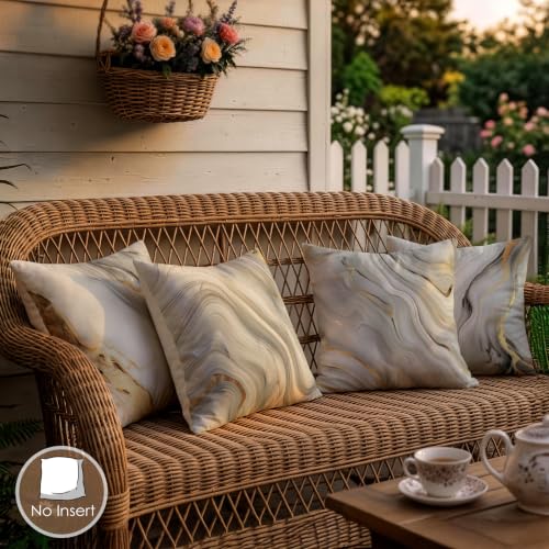OBSEDE Grey Gold Marble Throw Pillow Covers 18x18 Set of 4, Farmhouse Decor for Home Couch Sofa Living Room, Rustic Floral Decorative Cushion Cases - color: Grey Gold Marble