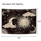 Wonrizon Sun and Moon Tapestry, Aesthetic Black Dark Spiritual Tapestries Mystic Burning Sun with Clouds Star Wall Hanging decor for Bedroom (70.9" x 94.5") - size: 94.5"L x 70.9"W