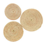 Laquedecraft Boho Wicker Rattan Plate Basket Set For Décor Hanging Wall | Large Woven Farmhouse Rustic Bohemian Art Baket Hangings For Decorative Home, Bedroom, Living Room, Kitchen, Bathroom (Classic, Natural, Set of 3) - size: Set of 3, style: Classic