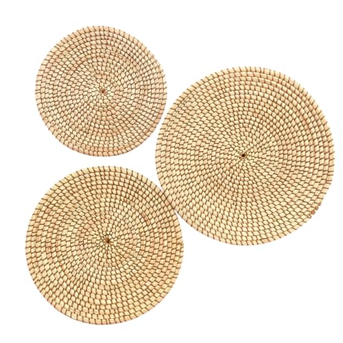 Laquedecraft Boho Wicker Rattan Plate Basket Set For Décor Hanging Wall | Large Woven Farmhouse Rustic Bohemian Art Baket Hangings For Decorative Home, Bedroom, Living Room, Kitchen, Bathroom (Classic, Natural, Set of 3) - size: Set of 3, style: Classic