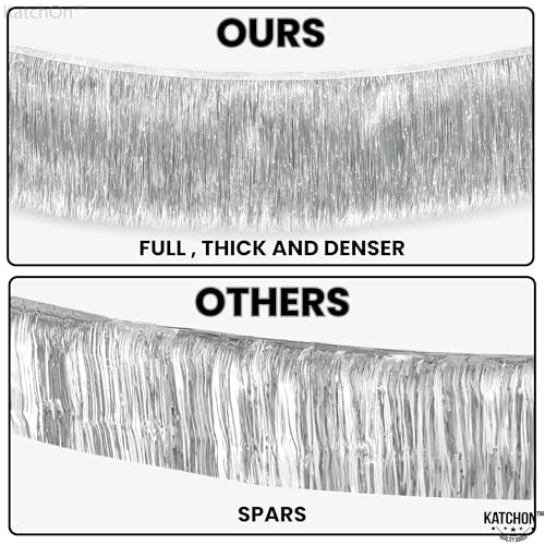 KatchOn, Silver Fringe Banner - 6.5 Feet, Pack of 2 | Fringe Garland for Birthday Decorations | Silver Banner for Bachelorette Party Decor | Tinsel Garland for Graduation Decorations 2026, Prom Decor - color: Silver