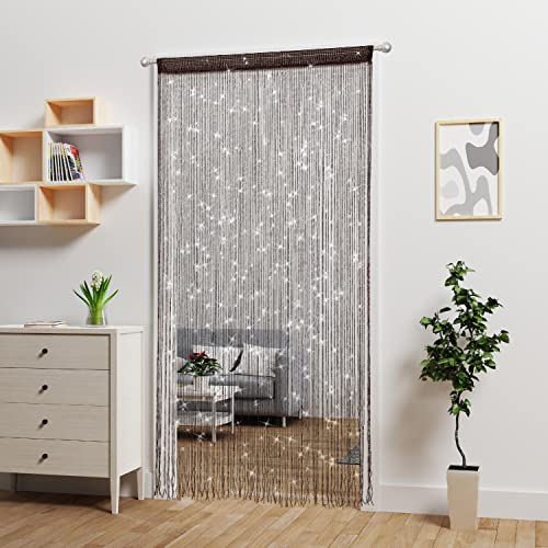 Door String Curtain Doorway Beads Curtains,Hanging Room Divider Beaded Decor Hippie Glitter Fringe Panel Closet Window Doors Sequin Sheer Boho Doors Tassel (Coffee) - color: Coffee