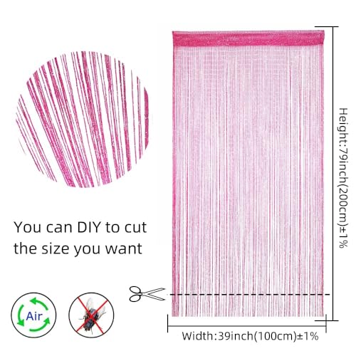 ave split Decorative Door String Curtain Wall Panel Fringe Window Room Divider Blind Divider Tassel Screen Home 100x200centimeter (Rose red18) - color: Rose Red18