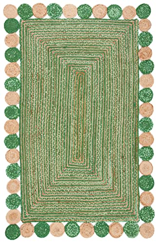 SAFAVIEH Cape Cod Collection 2' x 3' Green / Natural CAP201Y Handmade Boho Braided Jute & Cotton Entryway Living Room Foyer Bedroom Accent Rug - color: Green/Natural, size: 2' x 3' (Rectangular)