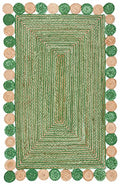 SAFAVIEH Cape Cod Collection 2' x 3' Green / Natural CAP201Y Handmade Boho Braided Jute & Cotton Entryway Living Room Foyer Bedroom Accent Rug - color: Green/Natural, size: 2' x 3' (Rectangular)