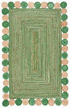 SAFAVIEH Cape Cod Collection 2' x 3' Green / Natural CAP201Y Handmade Boho Braided Jute & Cotton Entryway Living Room Foyer Bedroom Accent Rug - color: Green/Natural, size: 2' x 3' (Rectangular)