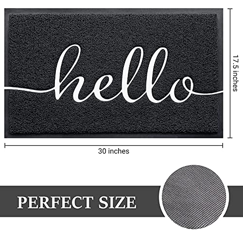 Door Mat (30"x17.5",Black), Welcome Mat Low Profile Front Doormat Floor Mat Non Slip Rugs for Entryway, Patio, High Traffic Areas - color: Black-hello, size: 1'6" x 2'6" (Rectangular)