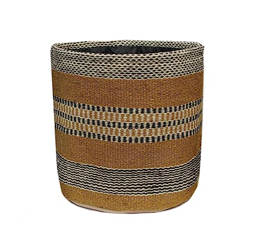 Sturdy Jute Planter Basket Modern Woven Basket for 8" Floor Indoor Planters, 10” x 10” Storage Organizer Basket Home Decor, Boho Chic Storage Earth-Friendly Planter (10x10 Inches, Multi Strip) - color: Multi Strip, size: 10x10 inches