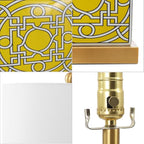 JONATHAN Y 22" Yellow/White Modern Ceramic Ginger Jar Table Lamp for Nightstand, Square Lattice Transitional Chinoiserie Lamp for Living Room, White Linen Shade, LED Bulb (JYL3044C) - color: Yellow/White