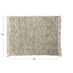 Creative Co-Op Woven Acrylic Bouclé Throw Blanket with Fringe, Multicolor