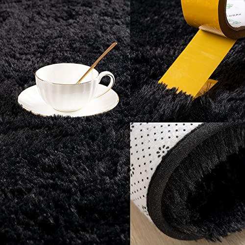 Kelarea Area Rug for Living Room, 3x5 Non-Slip Black Rug Fluffy Soft Shag Rugs, Fuzzy Shaggy Plush Carpet for Bedroom, Nursery Rooms, Home Dorm - color: Black, size: 3 x 5 feet