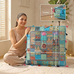THE ART BOX 35" X 35" Large Boxed Shaped Premium Hypoallergenic Square Stuffer Best for Meditation Floor Pillow Cover, Mandala Ottoman Cushion, Dog Beds, Lounger, Pet Beds - color: Turquoise