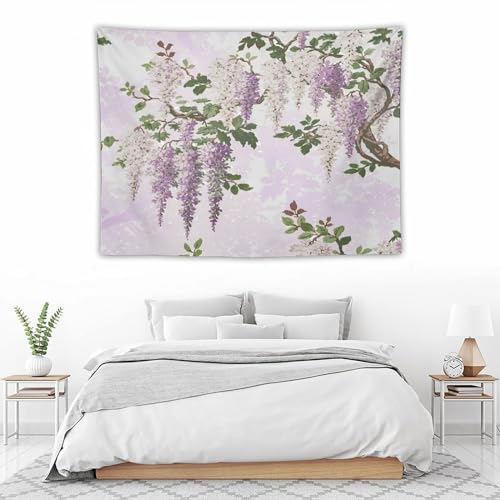 HZOHNAGO Lavender Flower Tapestry Fantasy Purple Floral Green Leaves Botanical Pattern Printed Wall Tapestry Wall Hanging for Bedroom Living Room Dorm 40" W x 30" H - color: Lavender-1, size: 40"L x 30"W