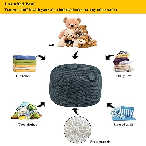 Asuprui Pouf Ottoman Unstuffed Ottoman Foot Rest No Filler Soft Foot Stool 20x20x12 Inches Fuzzy Chair Floor Pouf Chair with Storage for Living Room Bedroom Dark Gray - color: Dark Gray