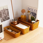 Seagrass Storage Basket, Stackable Open Woven Baskets Bins Container for Organizing Shelves Bedroom Living Room, Set of 3, Natural - size: 3pcs Medium