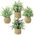 Small Fake Potted Plants: 9 Inches Artificial Plants with Seagrass Handwoven Planters, Indoor Farmhouse Decorations, Eucalyptus Plant for Home Bathroom Office Shelf Tabletop Desk Room Decor
