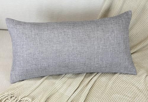 Aiking Home Imitation Burlap Lumbar Pillow Cover 12x24 Inch Vintage Faux Linen Rustic Natural Look, 1 Piece Elegance Farmhouse Style Accents Pillow Case for Indoor Use, Light Grey - color: Light Grey, size: 24" x 12" (Pack of 1)