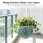 Ceramic Hanging Planter Mosaic Hanging Flower Pot Small Plant Pot for Indoor Plant Disco Ball Planter with Drainage - color: Square Green