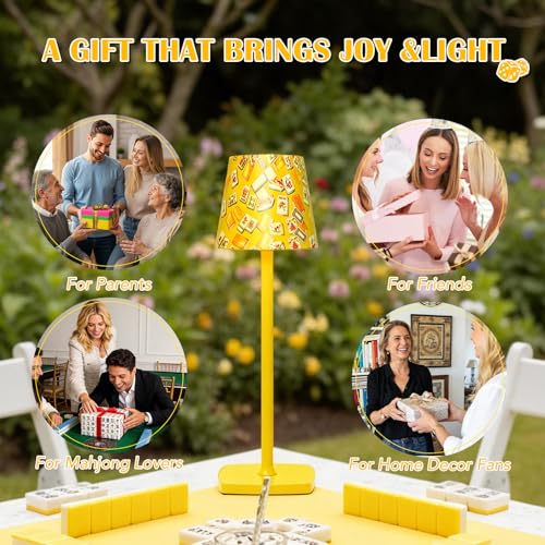 Mahjong Table Lamps,Cordless Small Lamp 4 Colors Smooth Dimming Mahjong Gift for Lovers for Home/Bedroom/Dinner/Desk/Cafe/Dining Room