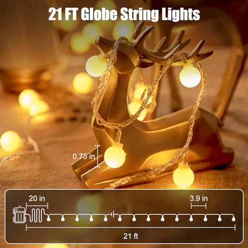 Minetom 2 Pack Globe String Lights Battery Operated, Totally 120 LED Fairy Lights with Remote, Waterproof for Indoor Outdoor Bedroom Classroom Dorm Camping Canopy Wedding Xmas Decor, Warm White - color: Warm White, size: 2 Pack