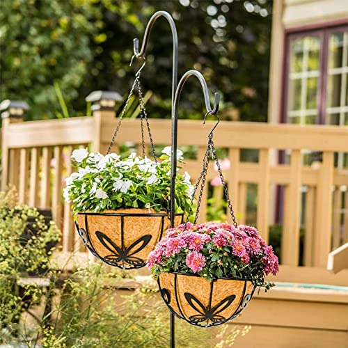 Kingbuy Metal Hanging Basket for Plant Planter with Coconut Fiber Liner Chain Wire Holder 12 Inch Flower Pot Indoor Outdoor Patio Lawn Garden Decor, Butterfly Pattern, 2 Pack - size: 12 Inch, style: Butterfly