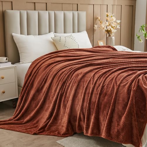 NEWCOSPLAY Super Soft Twin Blanket Coffee Premium Silky Flannel Fleece Leaves Pattern Lightweight Bed Blanket All Season Use (Coffee, Twin(60"x80")) - color: Coffee, size: Twin(60"x80")