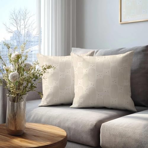 Arch Throw Pillow Covers 18x18 Set of 2 | Beige Cream Decorative Cushion Covers | Neutral Farmhouse Pillow Cases for Couch Sofa Bed Living Room - color: Arch Dots