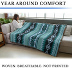 Pure Country Weavers Turquoise Chevron - Western Tapestry Throw Blanket Woven from Cotton - Made in The USA (72x54) - color: Turquoise Chevron