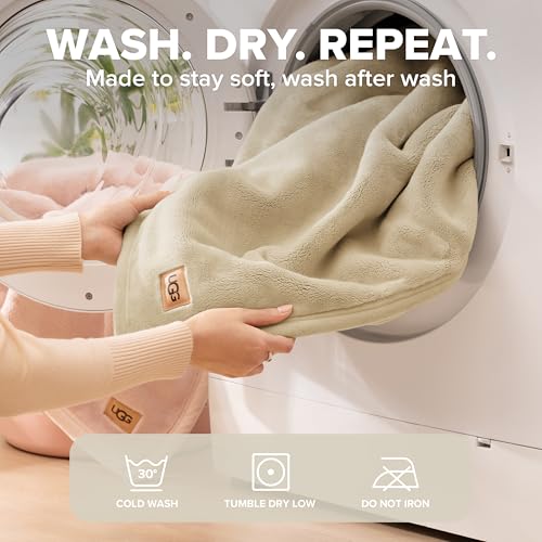 UGG Coco Throw Blanket – Home Accent Blanket for Bed & Couch, Luxury Fluffy Bedding, House Warming Gifts or Luxurious Birthday Gifts for Women, 50" x 70", Beige Mustard Seed - color: Beige