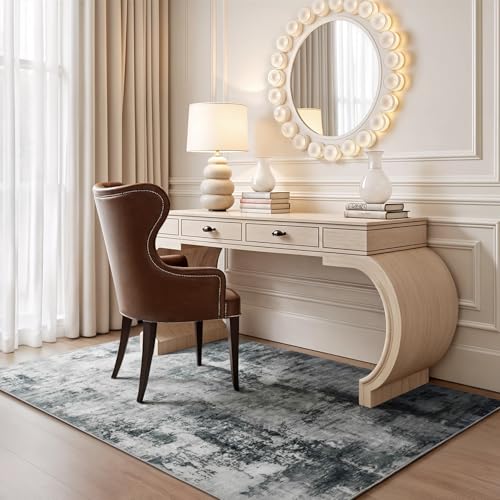CRYPTOLITE Abstract Area Rug Washable Rug with Non-Slip Backing Low Pile Area Rugs for Living Room, Bedroom, Dining Room,4x6, Grey - color: Abstract Original - Grey, size: 4' x 6' (Rectangular)