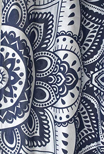 Popular Handicrafts Indian Hippie Bohemian Beautiful Ombre Color Mandala Curtain Panels Blue Silver - color: Blue Silver, size: 38"W x 83"L (Pack of 2)