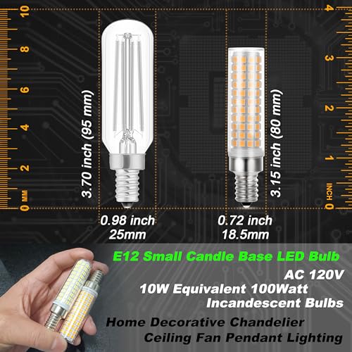 E12 Dimmable LED Candelabra Light Bulbs 100 Watt Equivalent 2700K Warm White 1000 Lumen 10W E12 C7 T6 LED Corn Bulbs for Home Decorative Chandelier Ceiling Fan Pendant Lighting Salt Lamp,3 Pack - color: 2700k Warm White, size: 10 Watt-Dimmable-3 Pack