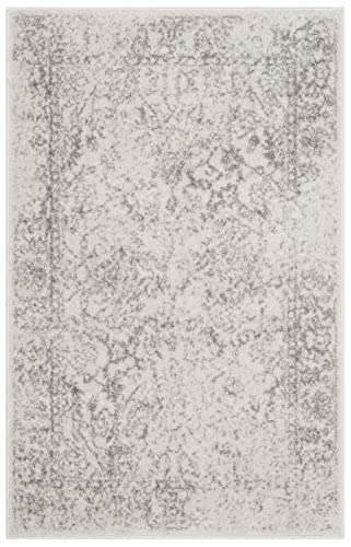 SAFAVIEH Adirondack Collection Accent Rug - 2' x 3', Ivory & Silver, Distressed Vintage Floral Design, Non-Shedding & Easy to Clean, Ideal for Front Door, Kitchen, Entryway, Foyer (ADR109C) - color: Ivory/Silver, size: 2' x 3' (Rectangular)