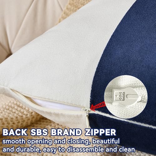 AmHoo Pack of 2 Velvet Panel Cotton Pillow Covers Decorative Pillowcase Cushion for Couch Sofa Bedroom 18 x 18-Inch Navy Blue - color: Navy Blue, size: 18" x 18" (Pack of 2)