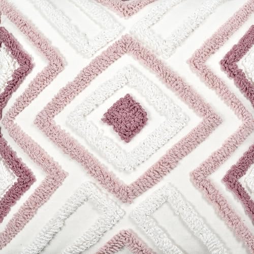 Boho Pillow Covers 18X18 Inch Boho Tufted Throw Pillow Covers Decorative Tassels Cushion Cover Farmhouse Pillow Case for Couch Sofa Bed Living Room Bedroom, Pink - color: Boho Multi-pink, size: 18" x 18" (Pack of 1)