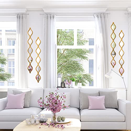 Qunclay Teardrop Mirror Wall Art Decorative Mirror Wall Decor Long Narrow Hanging Art for Apartment Living Room Bathroom Bedroom Entryway(Gold,4 Pcs) - color: Gold