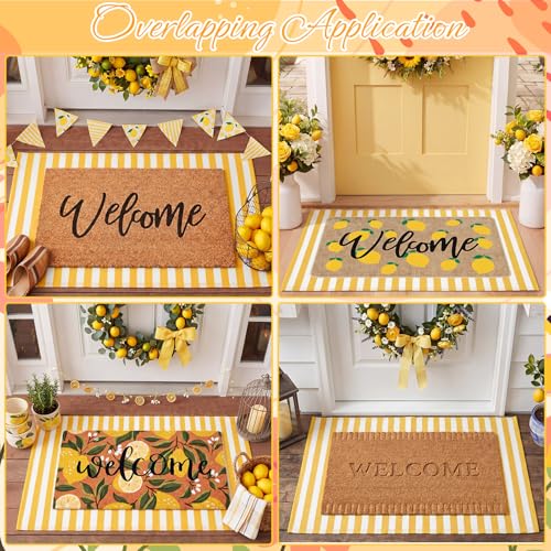 Moucuny Yellow and White Summer Striped Rug 2'4'' x 3'7'' Outdoor Indoor Front Porch Door Mat Polyester Washable Entryway Rug for Kitchen, Bathroom, Living Room, Dorm Farmhouse Decor - color: Yellow and White, size: 2'4'' X 3'7'', style: Vertical Stripe