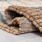 SAFAVIEH Natural Fiber Collection Accent Rug - 3' x 5', Natural & Navy, Handmade Farmhouse Boho Coastal Rustic Trellis Jute, Ideal for High Traffic Areas in Entryway, Living Room, Bedroom (NF951N) - color: Natural/Navy, size: 3' x 5' (Rectangular)