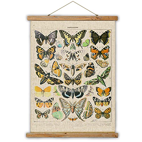 ABoby Hanging Posters, Decorative Wall Art Prints, Fabric Tapestries With Wood Frames, Ready to Hang (16" x 24" x 1 Panels, Artwork - 11) - color: Butterfly