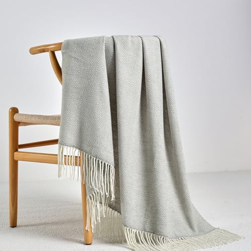 BOURINA Herringbone Throw Blanket,Soft Lightweight Cozy Throw for Bed Couch Decorative Blanket, Light Grey 50" x 60" - color: Light Grey, size: 50"x60"
