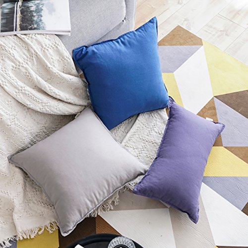Jeanerlor Solid Cotton Linen Decoration Toss Throw Pillow Sham Cushion Case Special Pillow Cover Delicate Decorative Pillowcase for Children Kid Baby, 18"x18"(45 x 45cm), Silver Grey - color: Silver Grey, size: 18" x 18" (Pack of 1)