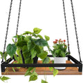 Plant Hanger Indoor, 16" Wooden Hanging Plant Holder with Metal Frame Large Hanging Planter for Indoor Plants Load 50LB Hanging Plant Shelf with 27.6" Long Chain, Ideal for Heavier Pots Window Ceiling - size: Large