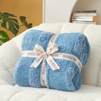 Snuggle Sac Faux Fur Checkered Blanket Twin Size with Soft Knitted Microfiber Fabric,Cozy Soft Warm Blanket for Sofa Bedroom Living Room,Solid Blue,60x80 inches - color: Solid Blue, size: Twin(60"x80")