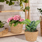 FOMIYES Woven Straw Flower Basket, Seagrass Planters Pot, Garden Plant Pot Containers Wicker Rattan Vase Sundries Organizer Storage Bins for Indoor Outdoor Plants - size: 25X19CM