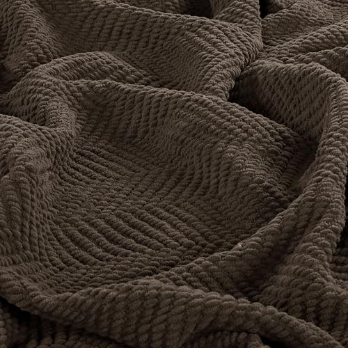 Home Soft Things Brown Throw Blanket Knitted Tweed Throw 50'' x 60'', Seal Brown, Super Soft Cozy Warm Comfortable Breathable Throw for Living Room Chair Couch Bed Sofa Bedroom Home Décor - color: Seal Brown, size: 50 in x 60 in