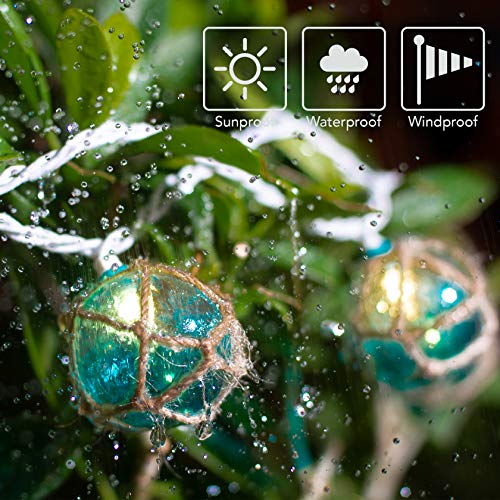 Brillarlights Nautical Beach String Lights, UL Certified 10 Incandescent Blue Globes, Waterproof 9.83FT Connectable Patio Lights, Ocean Coastal Fishing Decor for Lanai Deck Backyard Summer Party - color: Blue
