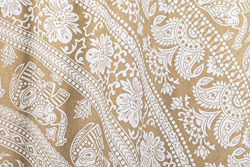 Popular Handicrafts Printed Curtains Panels Set of 2 Indian Hippie Bohemian Beautiful Elephant Mandala Curtain Panels White Gold 42x100 Inch - color: White and Gold, size: 42"W x 100"L (Pack of 2)