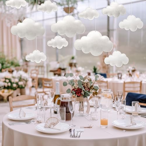 Ayfjovs 16PCS Cloud Hanging Decoration - 3D Felt Clouds for Nursery, Stage Props and Classroom Decor - style: Puffy Style-16pcs