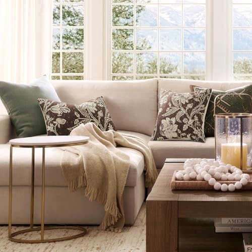 MUSSEL Brown 12x20 Floral Pillow Covers：100% Cotton Vintage Throw Pillows Decorative Covers Boho Patterned Accent Modern Neutral Covers — Couch Sofa Bed Living Room Farmhouse Pillowcases Pack of 2 - color: Bf-brown, size: 20" x 12" (Pack of 2)