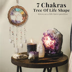 Dream Catcher - Dreamsum 7 Chakra Tree of Life Dream Catcher Native Boho Dreamcatcher Rattan Wall Decor, Handmade Natural Rattan Brown Crystal Hanging Decor for Bedroom Living Room (Dark Brown) - style: Rattan-Crystal